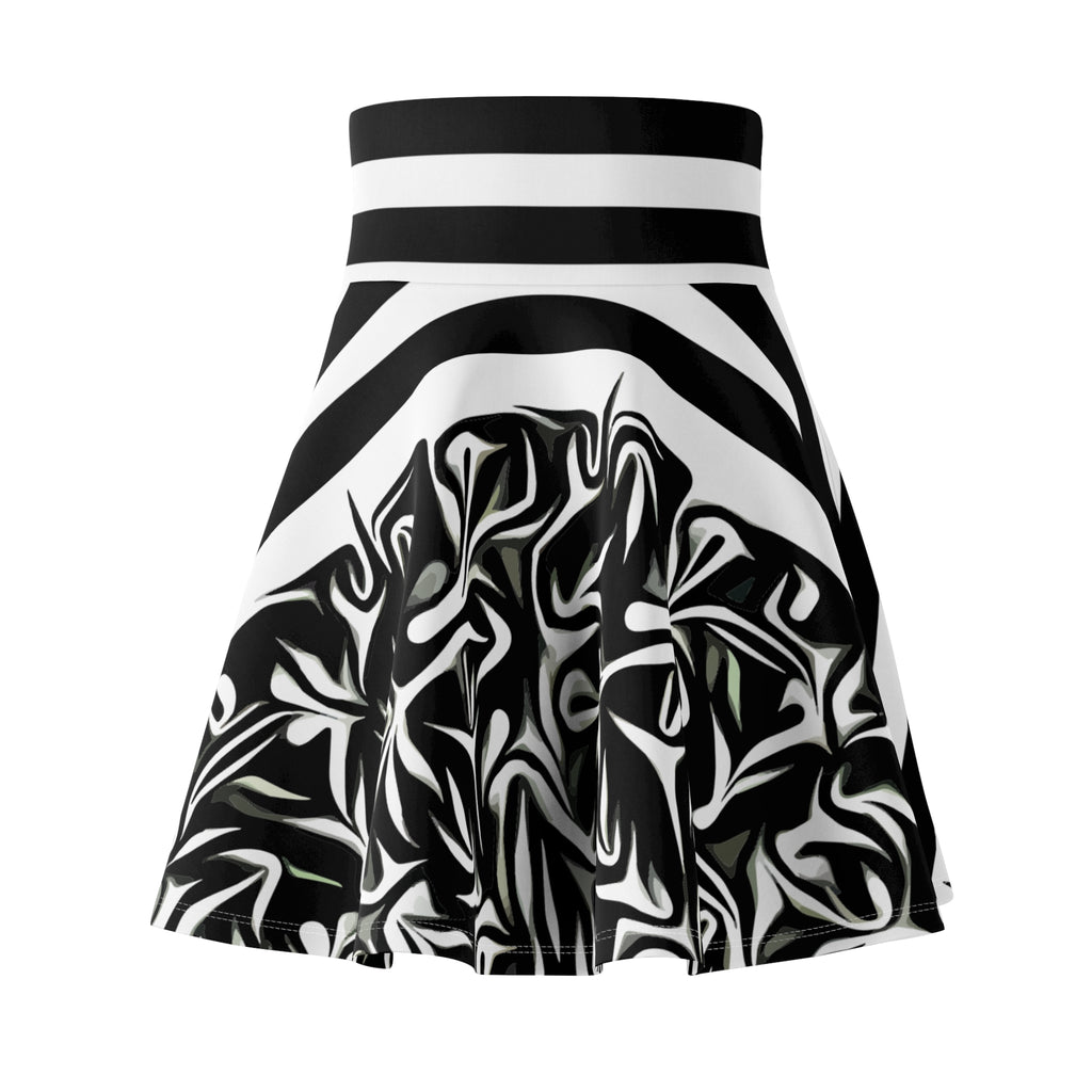 Black & White Abstract Skater Skirt – Modern Graphic Design