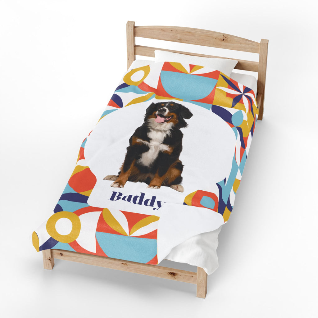 Custom Pet Blanket with Photo  Name  Personalized Dog Blanket  Cat Photo Throw  Sherpa Plush Pet Memorial Gift  PET3