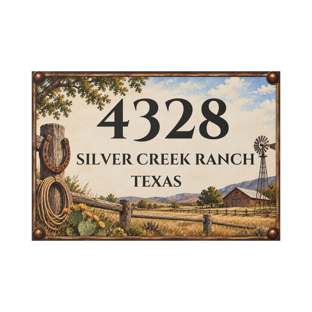 Personalized Ranch Yard Sign – Custom House Number & Property Name Sign – Y1