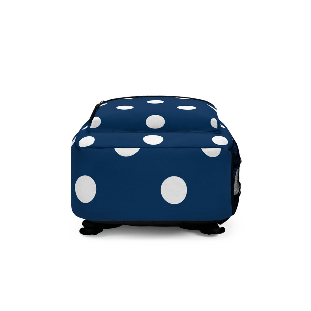 Navy Blue Polka Dot Backpack – Classic White Dot Graphic Backpack