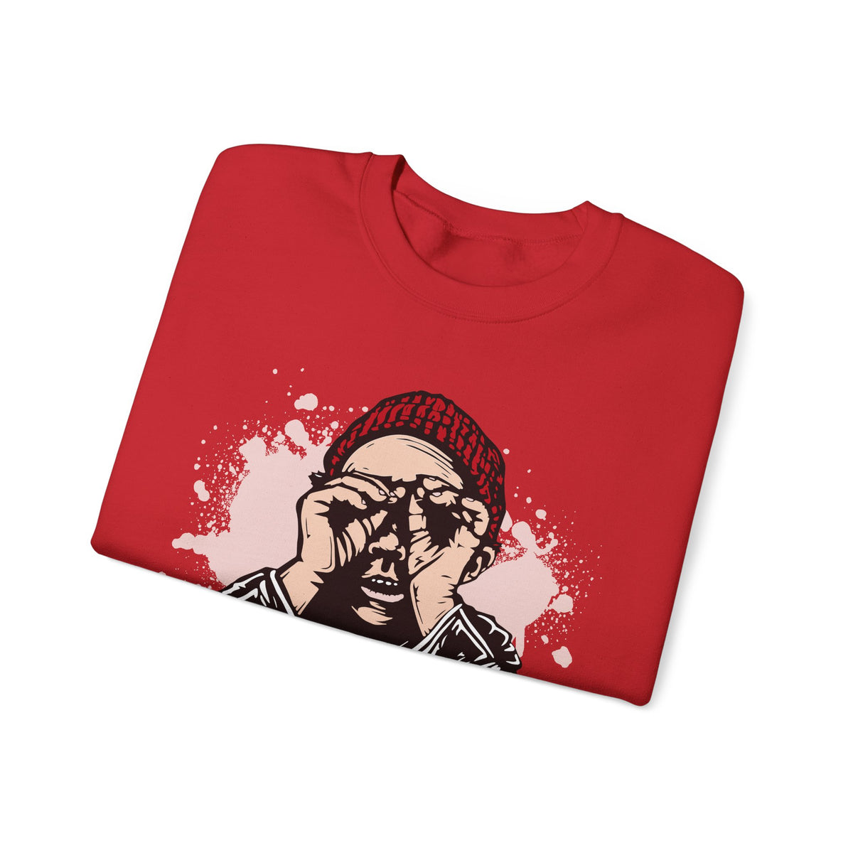 Crewneck Sweatshirt  Illustrated Beanie Portrait Graphic