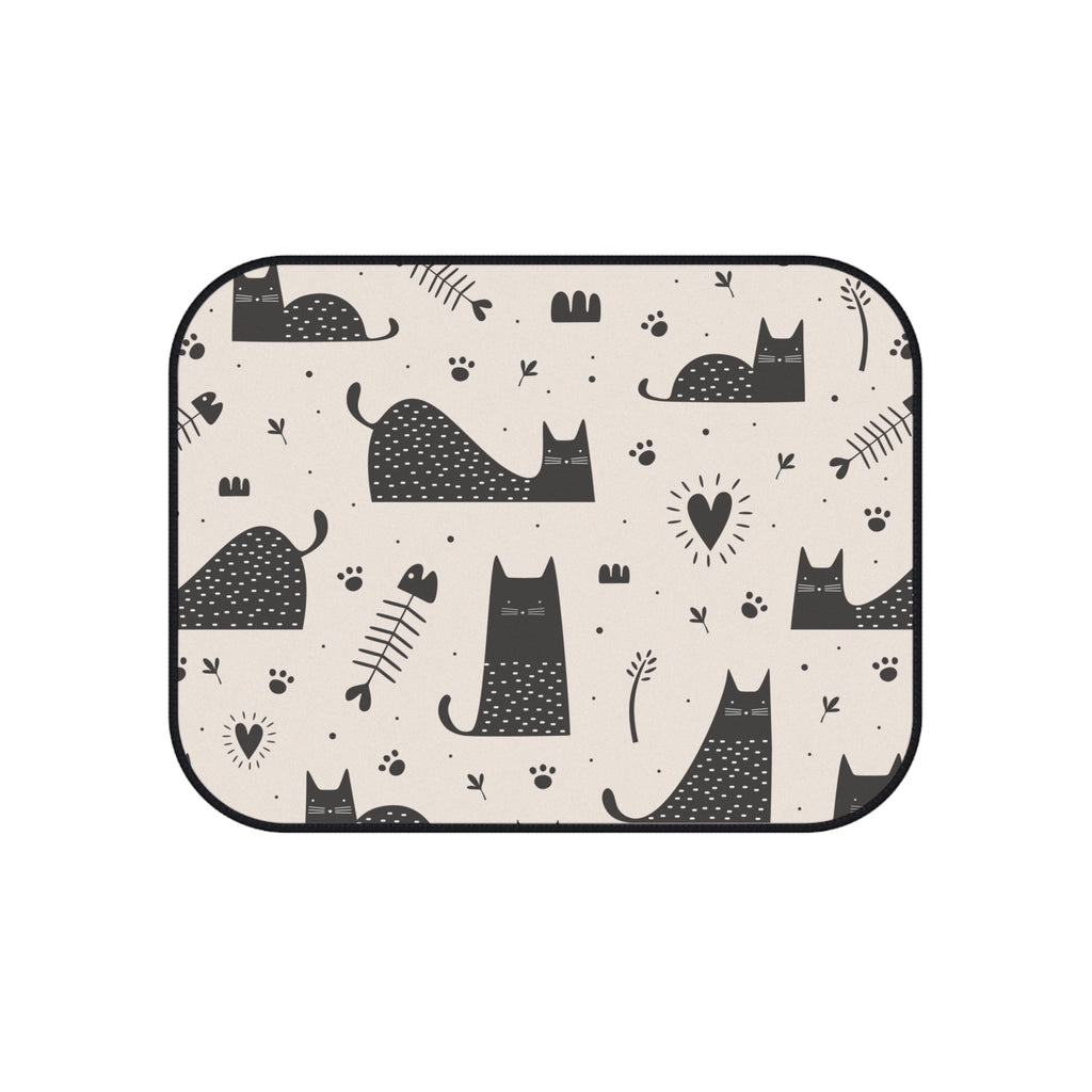 Black & White Cat Car Floor Mats – 4-Piece Set