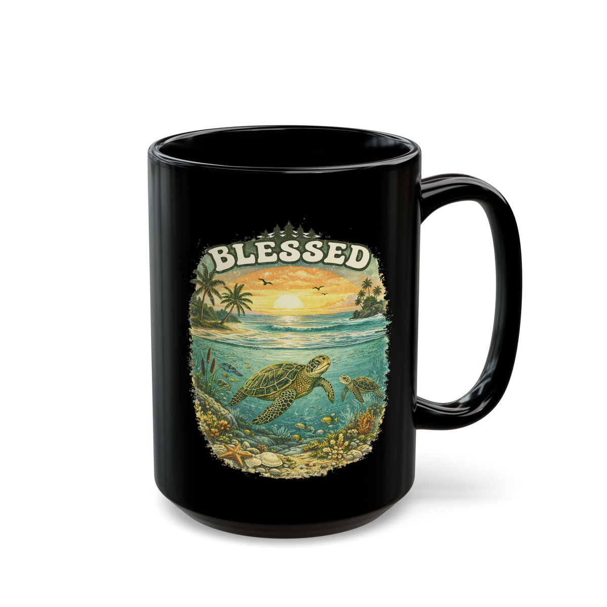 Blessed Sea Turtle Mug Ocean Coffee Cup Christian Beach Nature Gift