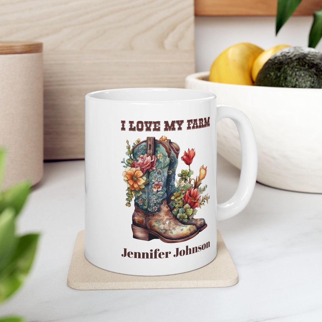 Personalized Farm Mug with Name – Western Farmhouse Gift