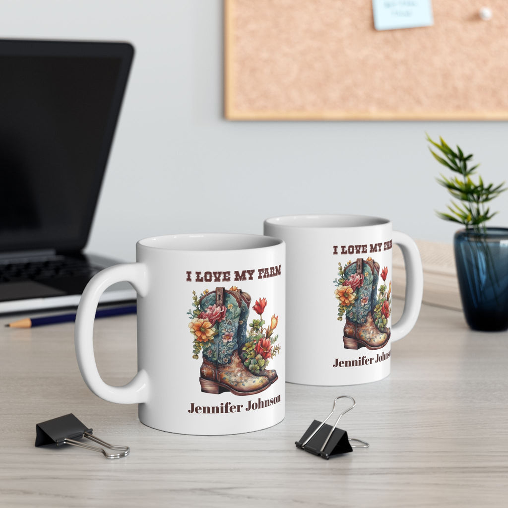 Personalized Farm Mug with Name – Western Farmhouse Gift