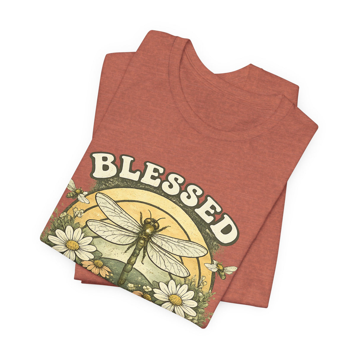 Blessed Dragonfly Shirt Floral Nature T Shirt Boho Faith Tee Vintage Botanical Graphic