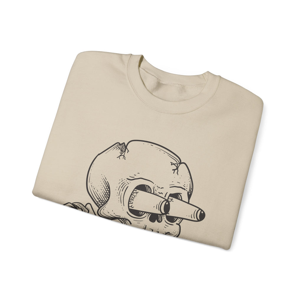 Skull with Rose Crewneck Sweatshirt  Edgy Skull Illustration Pullover