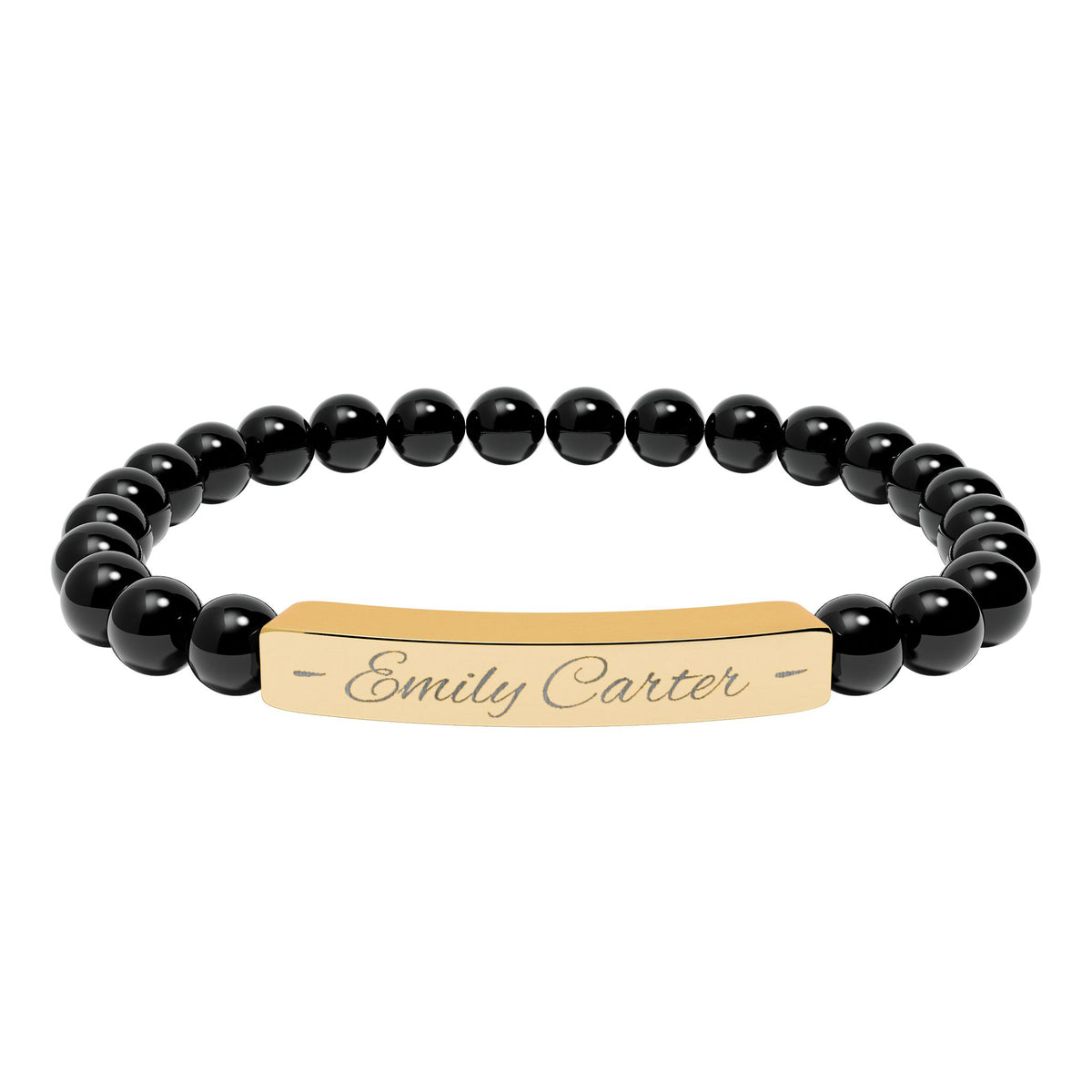 Personalized Natural Stone Bracelet – Custom Name Engraving