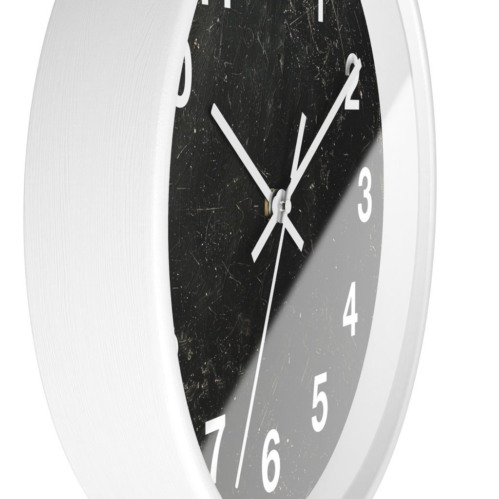 Distressed Black Marble Numbers Wall Clock | Modern Minimalist Timepiece