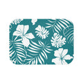 Tropical Floral Bath Mat – Teal Botanical Bathroom Decor