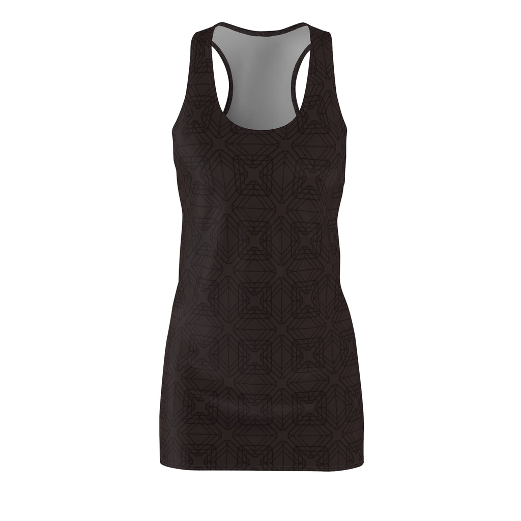 Black Geo Racerback Dress  Women's Printed Cut & Sew AOP