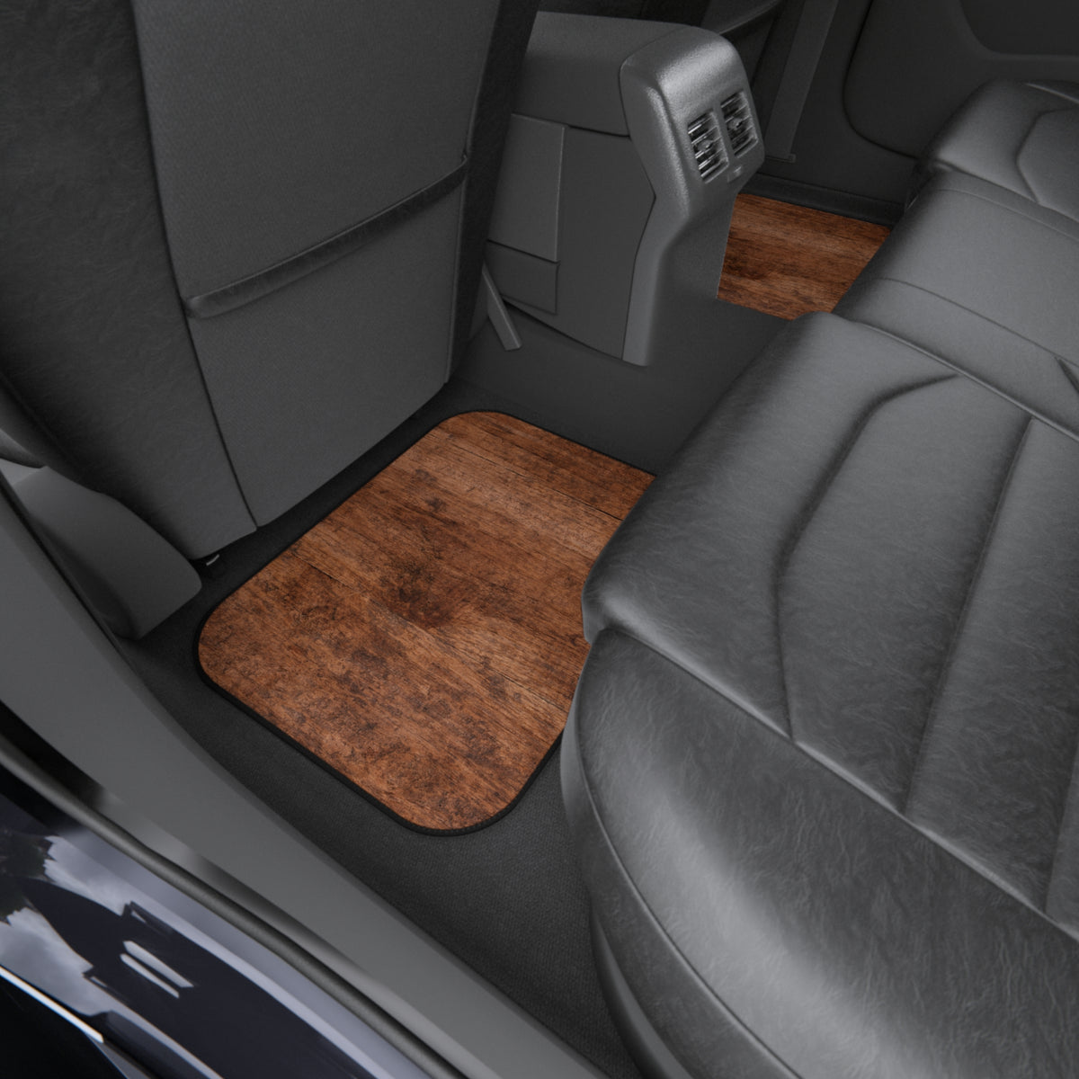 Rustic Wood Car Floor Mats – Brown 4-Piece Set