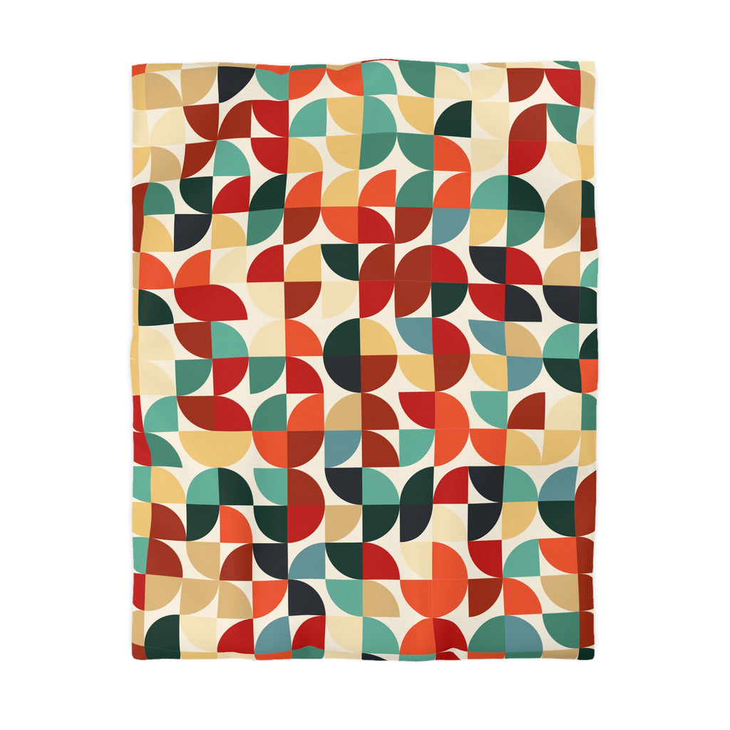 Retro Geometric Petal Pattern Duvet Cover | Mid Century Modern Bedding