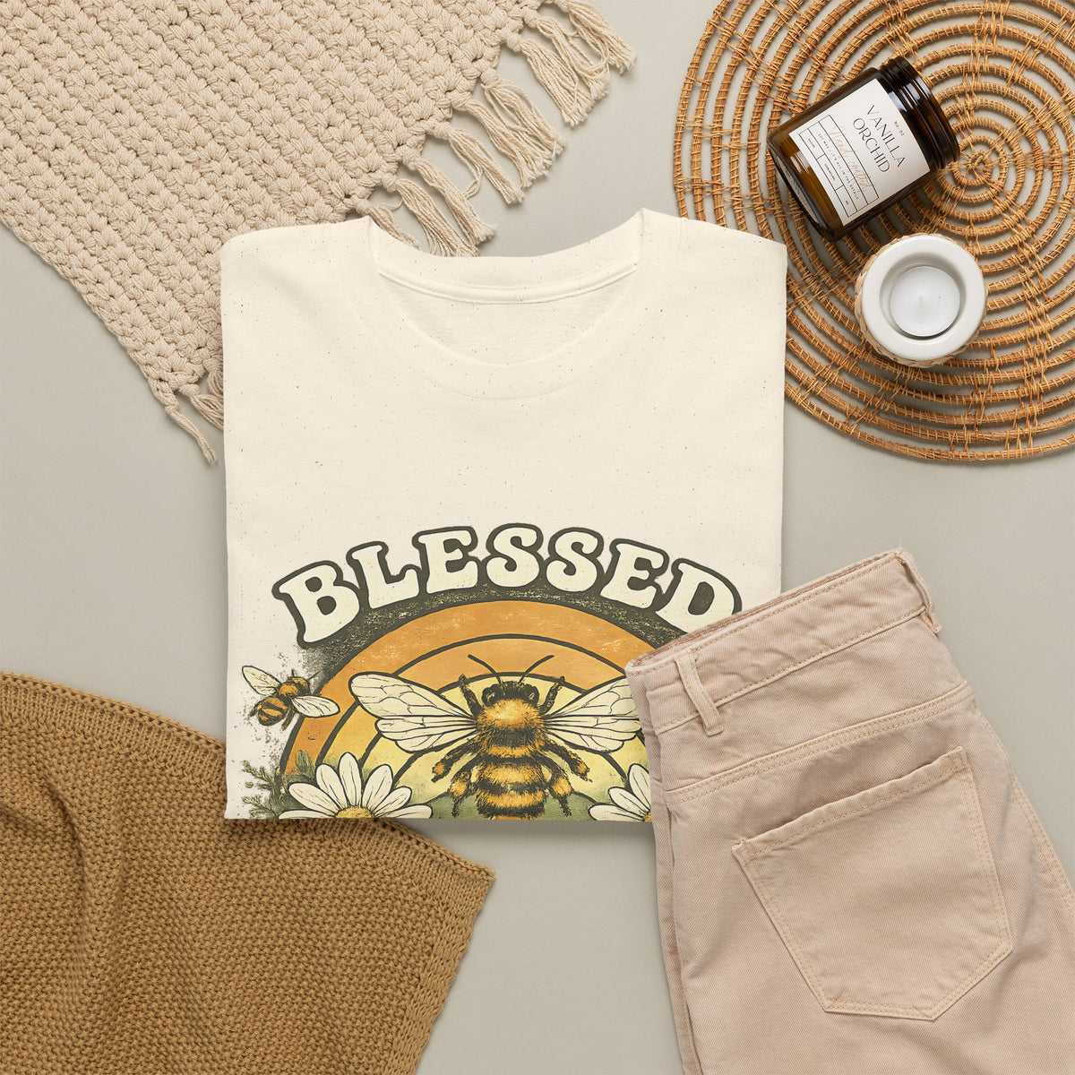 Blessed Bee T-Shirt – Christian Faith & Floral Bee Graphic Tee