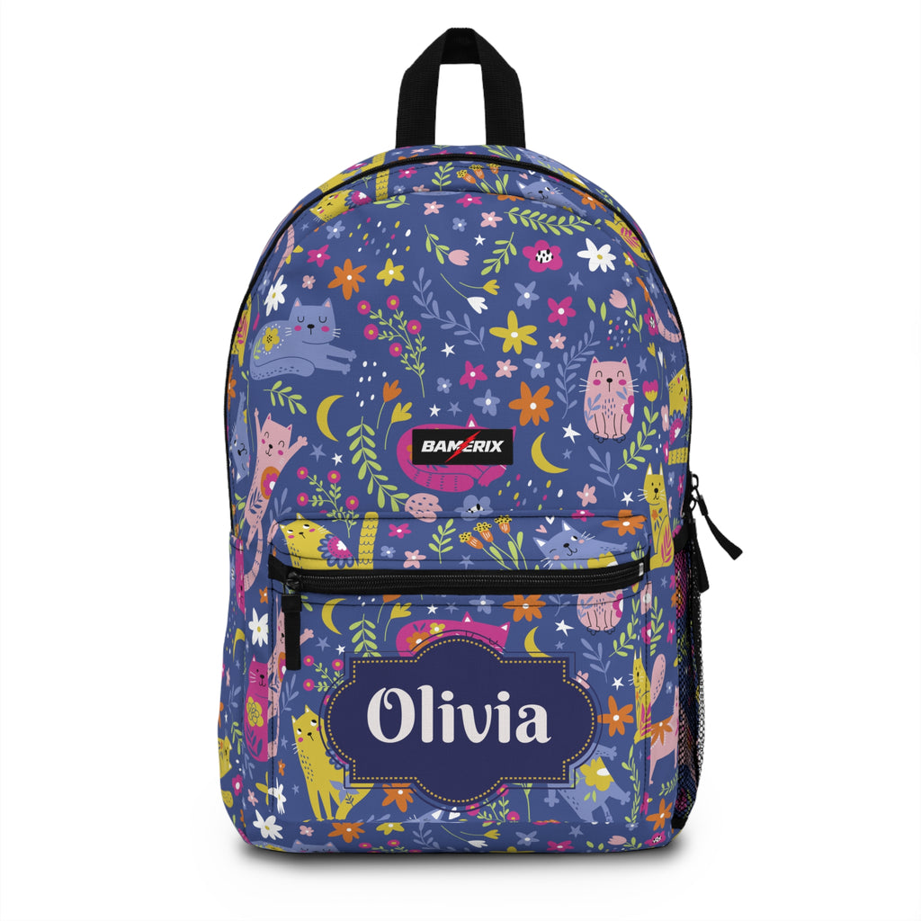 Personalized Cat Backpack with Name – Colorful Cute Kitty Backpack