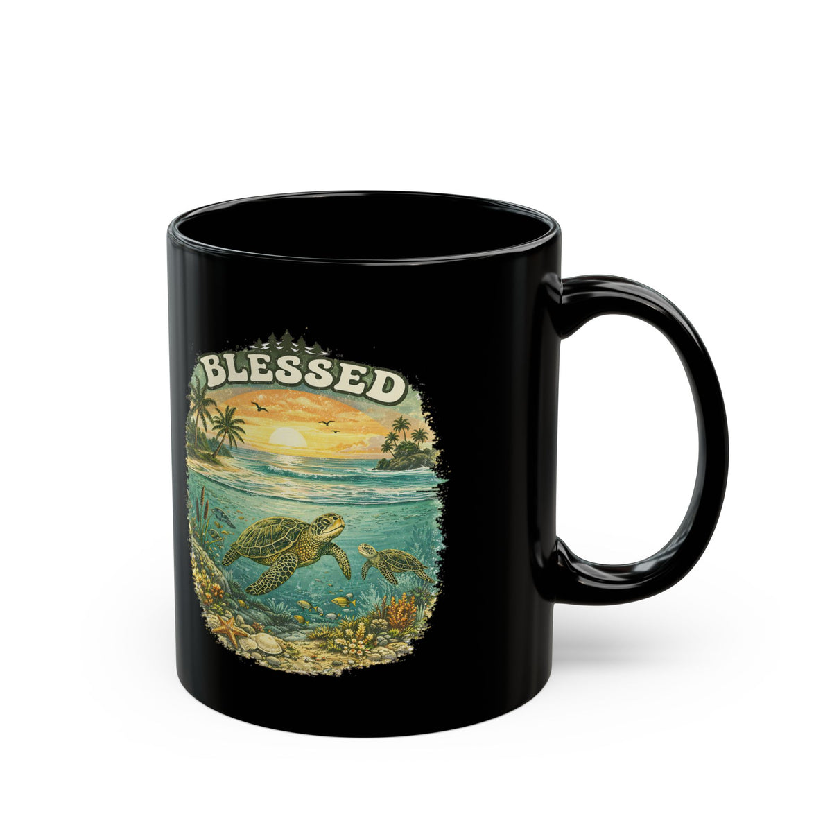 Blessed Sea Turtle Mug Ocean Coffee Cup Christian Beach Nature Gift