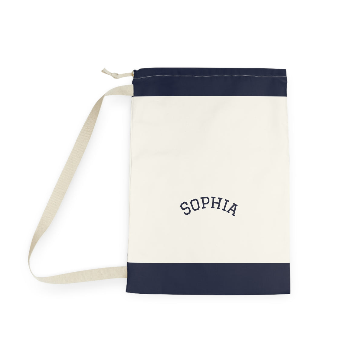 Navy Block Monogram Laundry Bag | Personalized Drawstring Tote