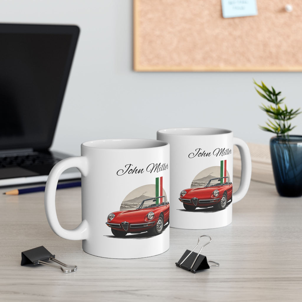 Personalized Name Classic Red Sports Car Mug – Vintage Italian Car Gift