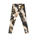 Floral Marble Leggings – Black, White & Gold Floral Design