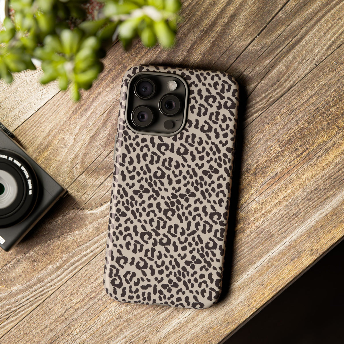 Leopard Print Tough Phone Case – Neutral Animal Pattern