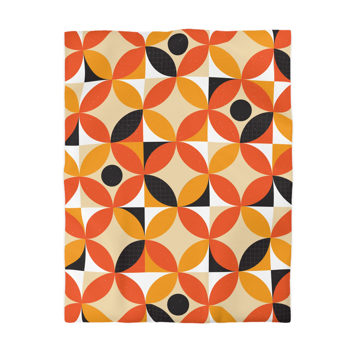 Retro Geometric Circle Pattern Duvet | Orange Mustard Mid Century Modern