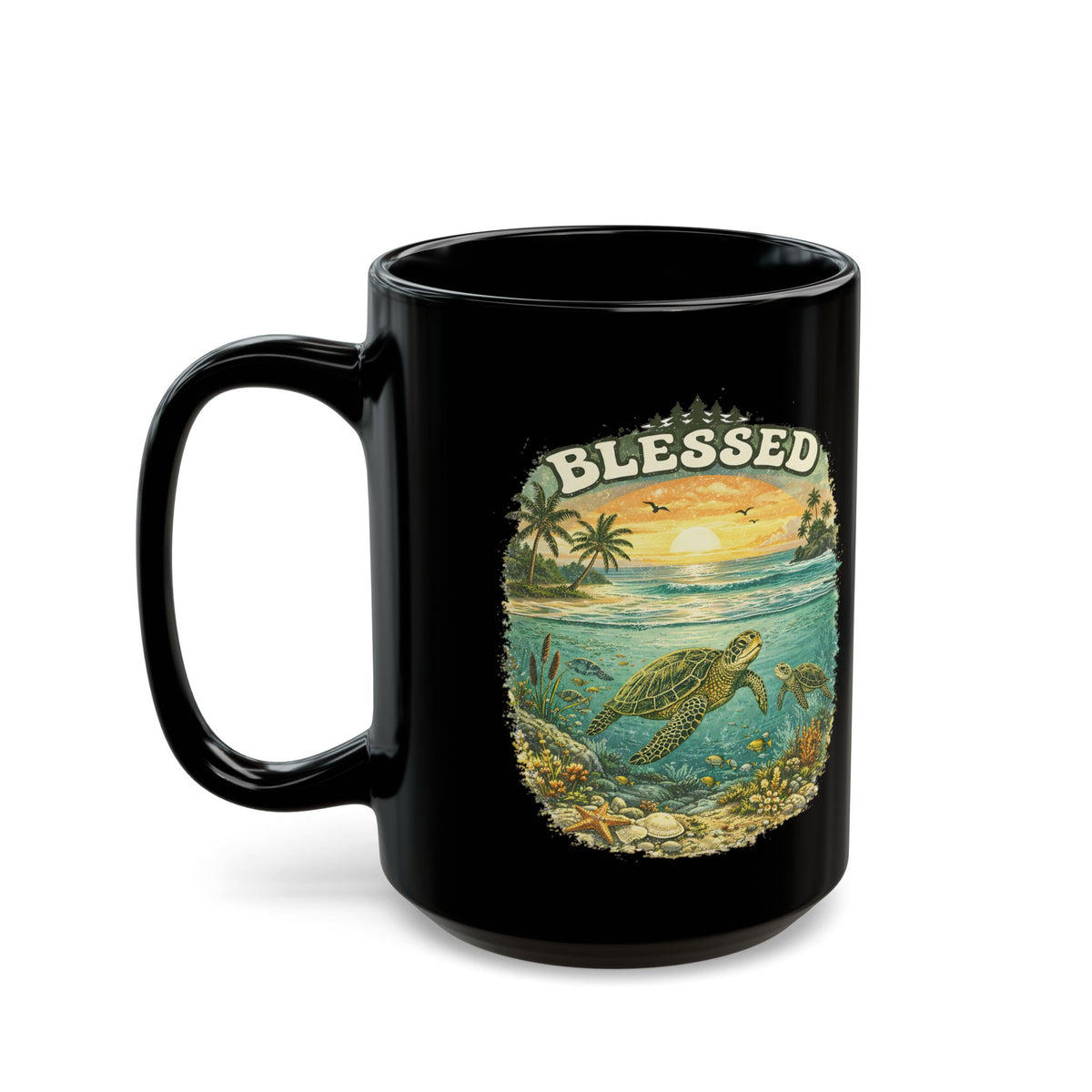 Blessed Sea Turtle Mug Ocean Coffee Cup Christian Beach Nature Gift