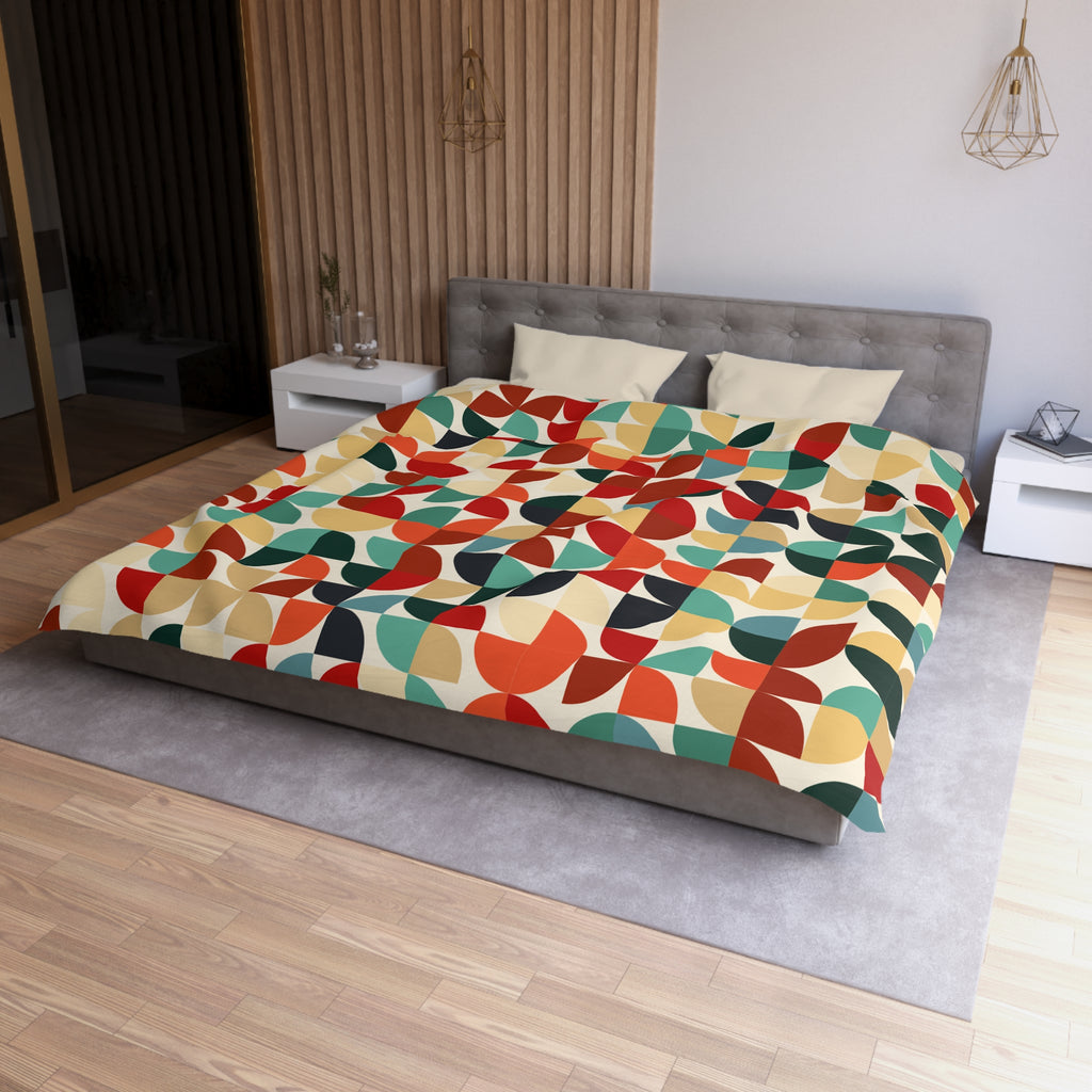 Retro Geometric Petal Pattern Duvet Cover | Mid Century Modern Bedding