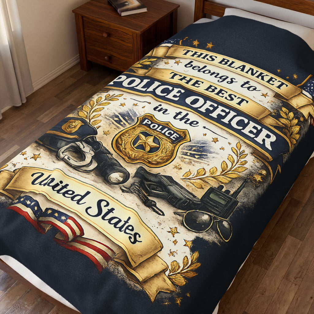 Best Police Officer Blanket  Gift for Police Officer  Patriotic Law Enforcement Throw  USA Officer Appreciation Gift
