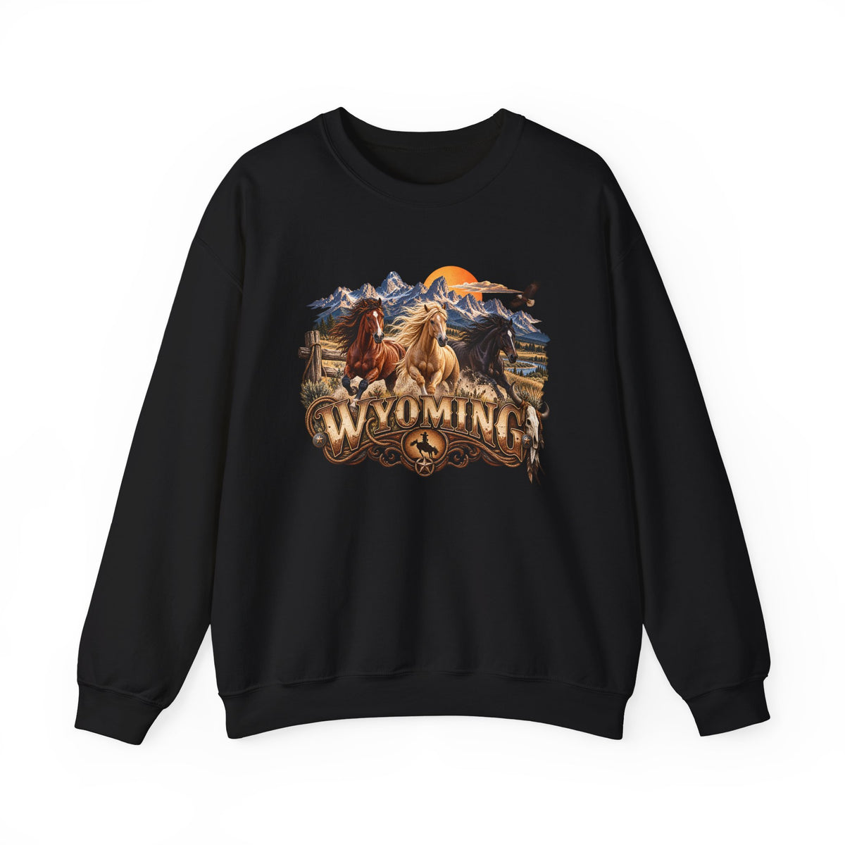 Wyoming Horses Sweatshirt – Vintage Western Design