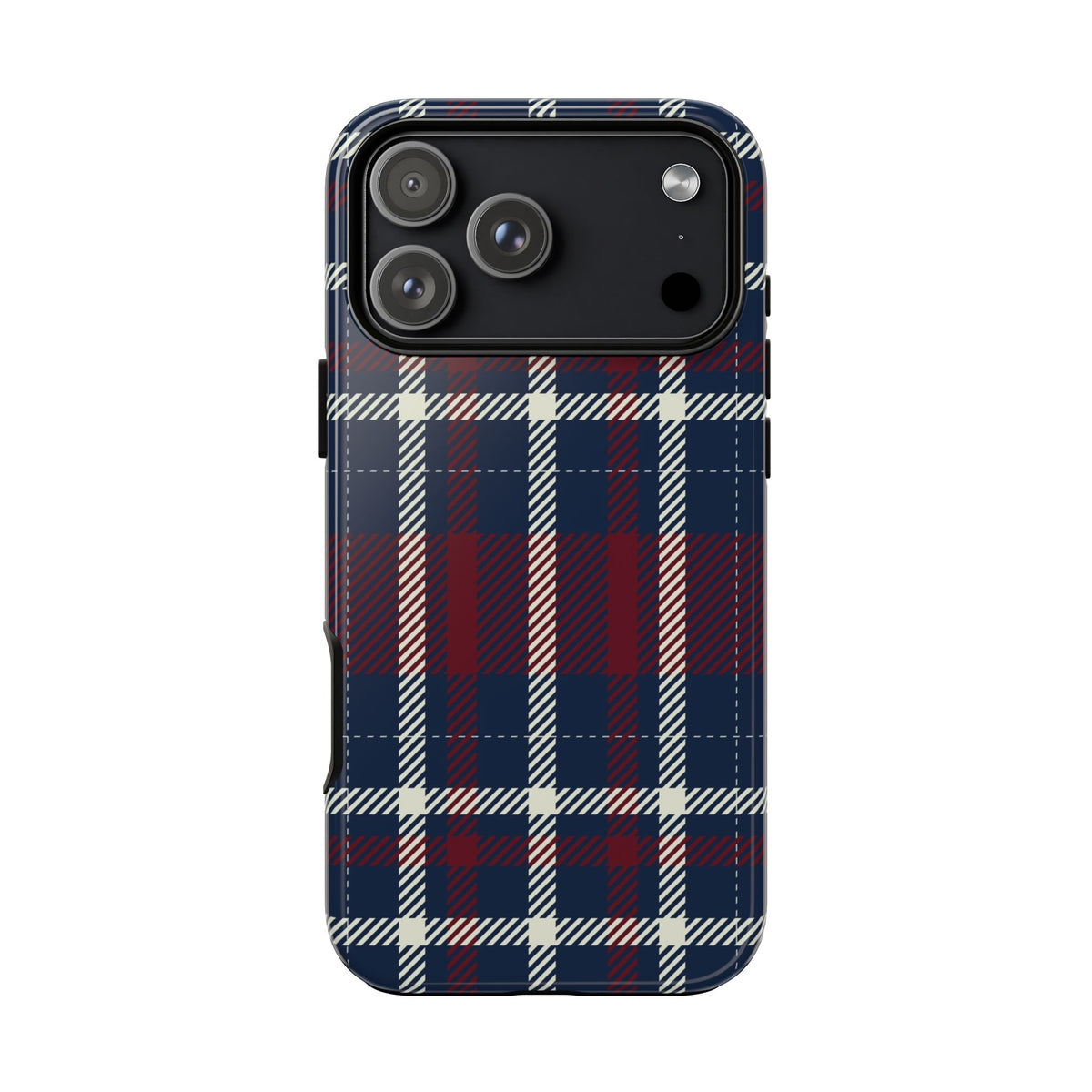 Navy Blue Plaid Phone Case – Classic Tartan Tough Case