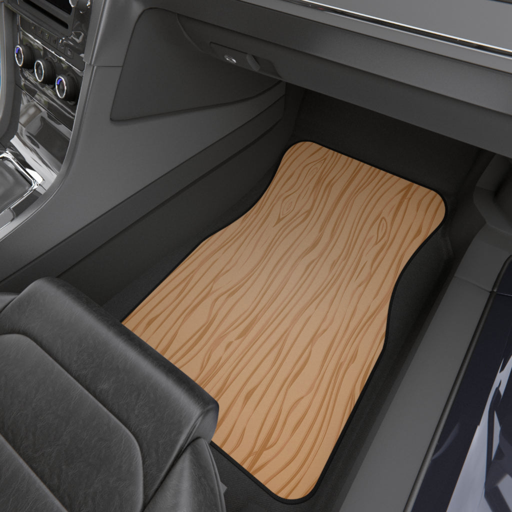 Light Wood Grain Car Floor Mats – 4-Piece Set