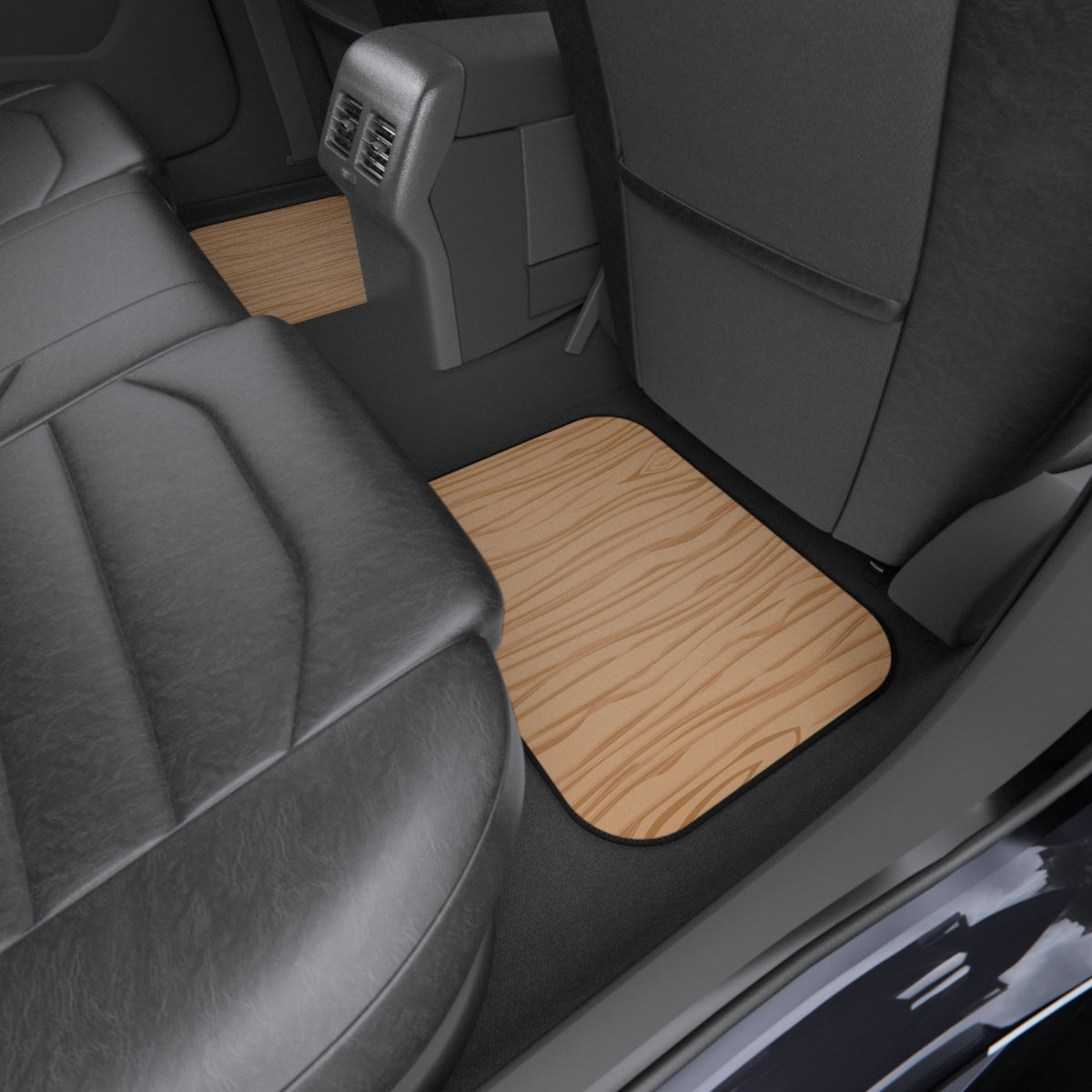 Light Wood Grain Car Floor Mats – 4-Piece Set