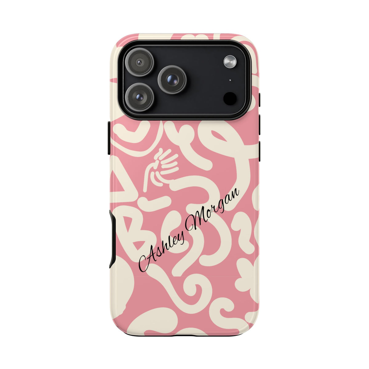 Personalized Pink Abstract Phone Case with Name – Modern Tough Case