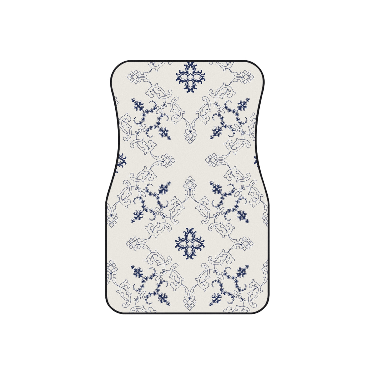 Blue & White Ornamental Car Floor Mats – 4-Piece Set