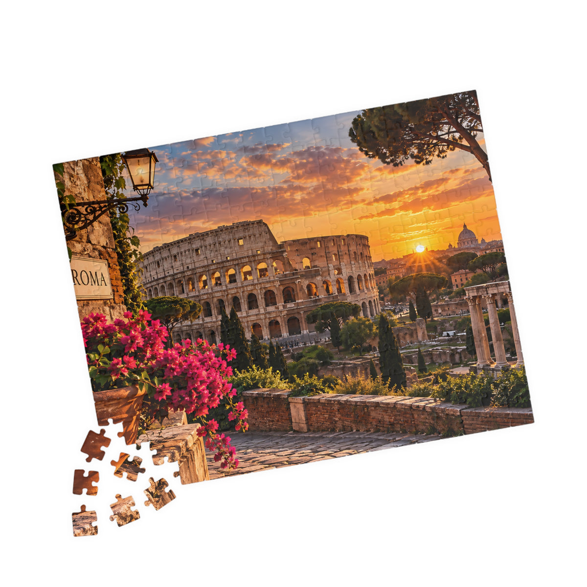 Rome Colosseum Puzzle – Italy Sunset Travel Jigsaw Puzzle (110, 252, 520, 1014-piece)