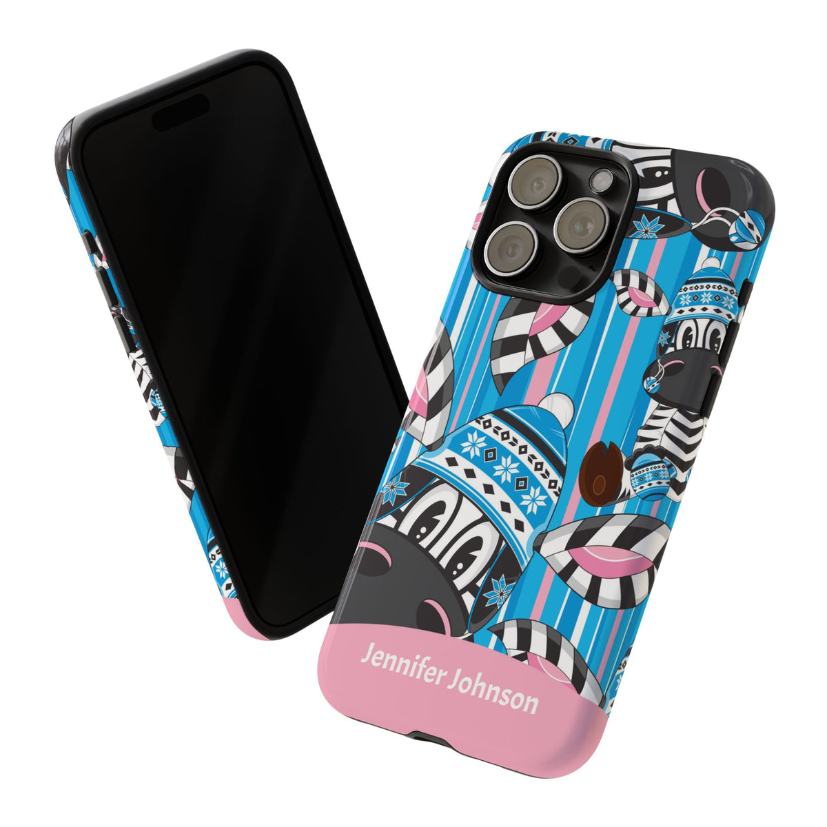 Personalized Zebra Phone Case with Name – Colorful Animal Tough Case