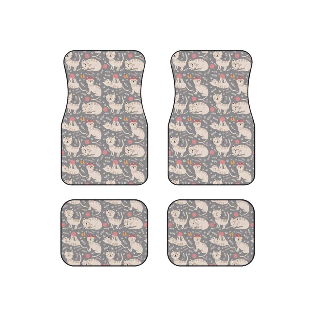Cute Cat Car Floor Mats – Cat Lover 4-Piece Set