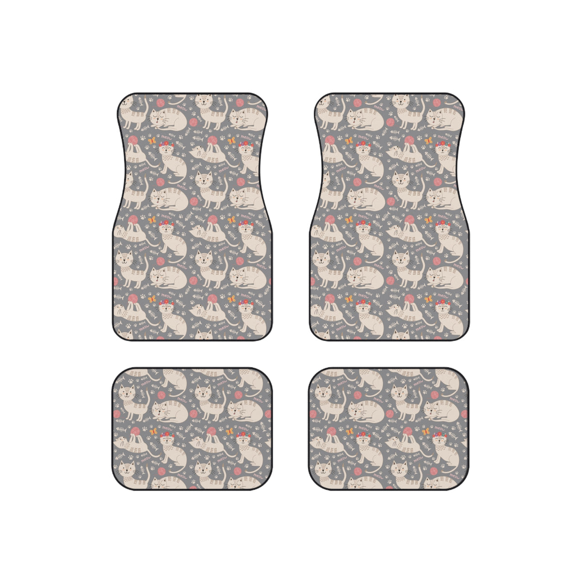 Cute Cat Car Floor Mats – Cat Lover 4-Piece Set