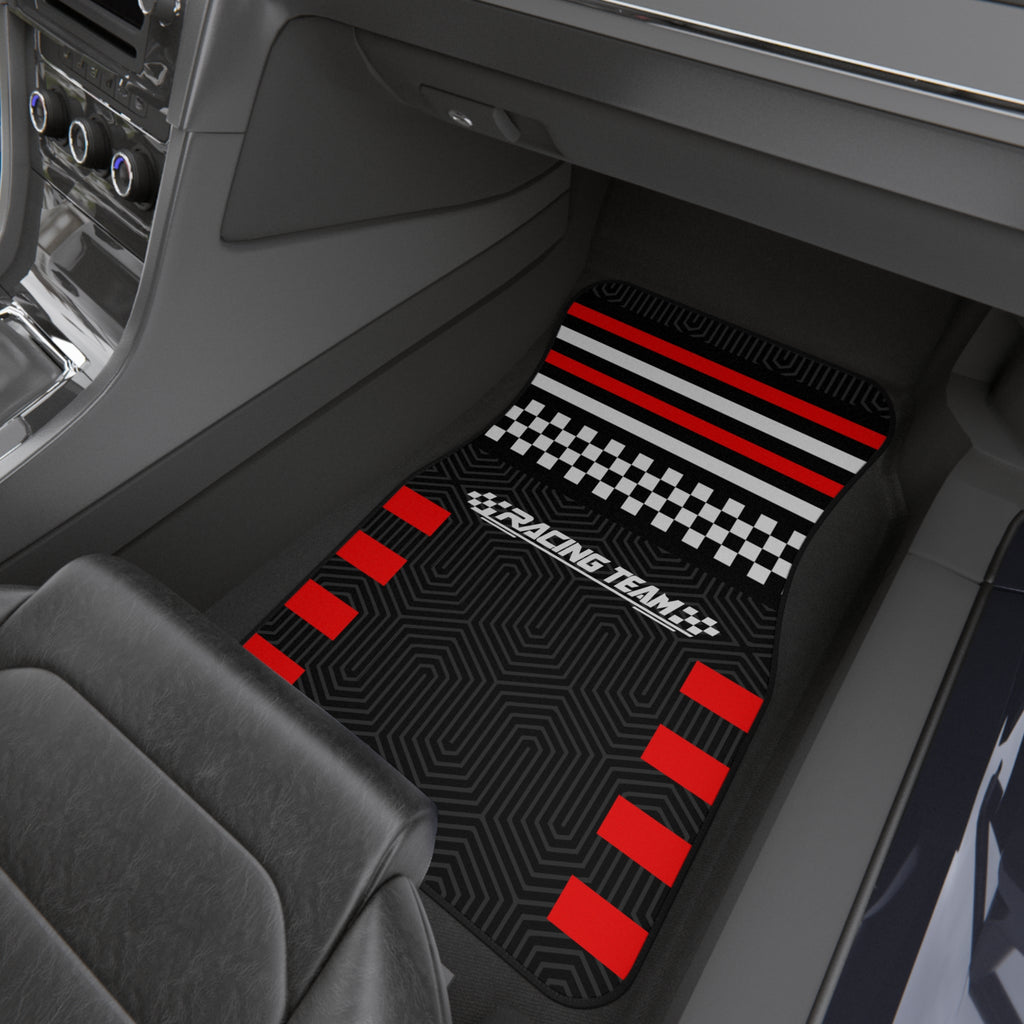 Black & Red Racing Car Floor Mats – 4-Piece Set