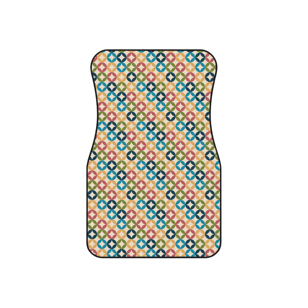 Retro Geometric Car Floor Mats – Colorful 4-Piece Set