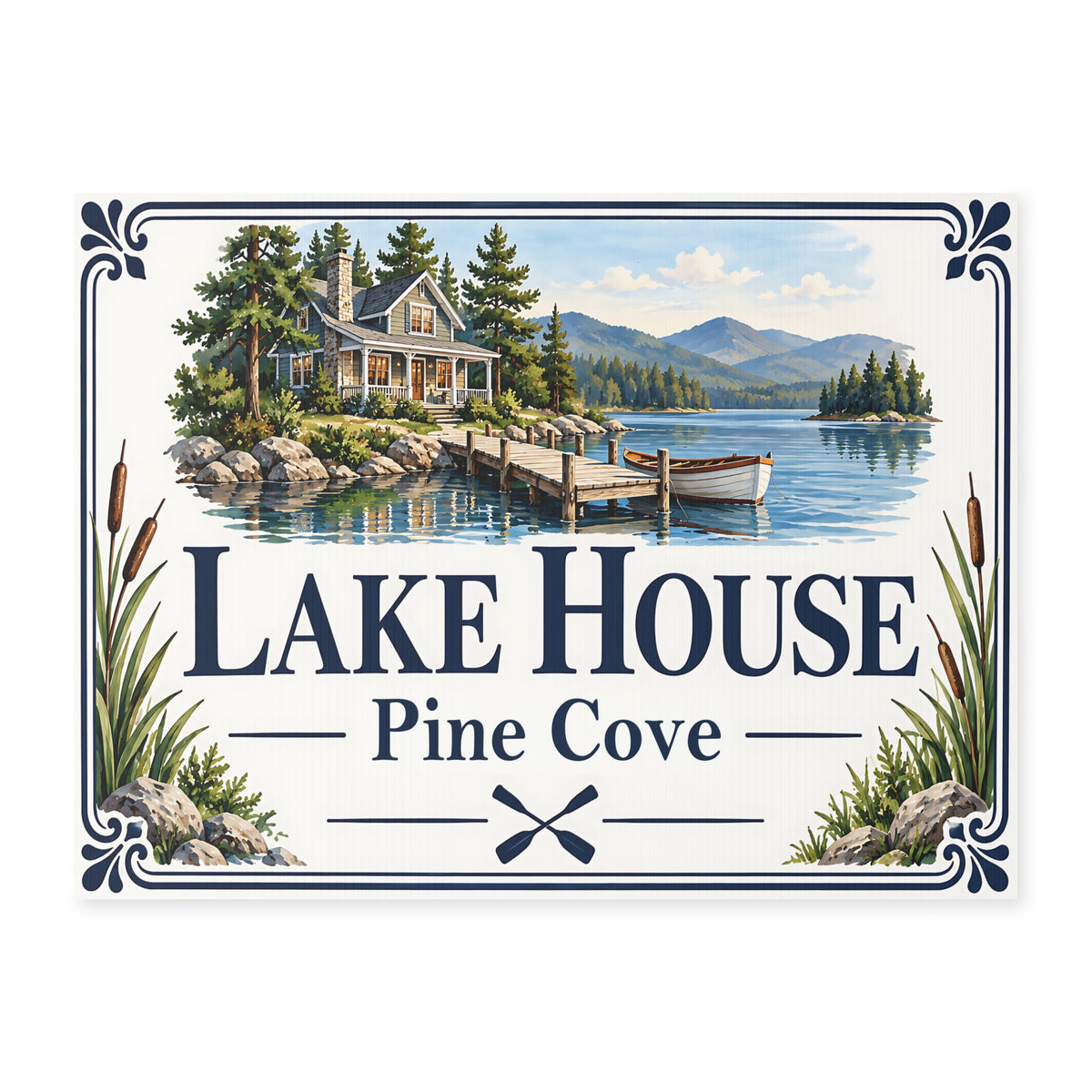 Personalized Lake House Yard Sign – Custom Double-Sided Property Sign YL1