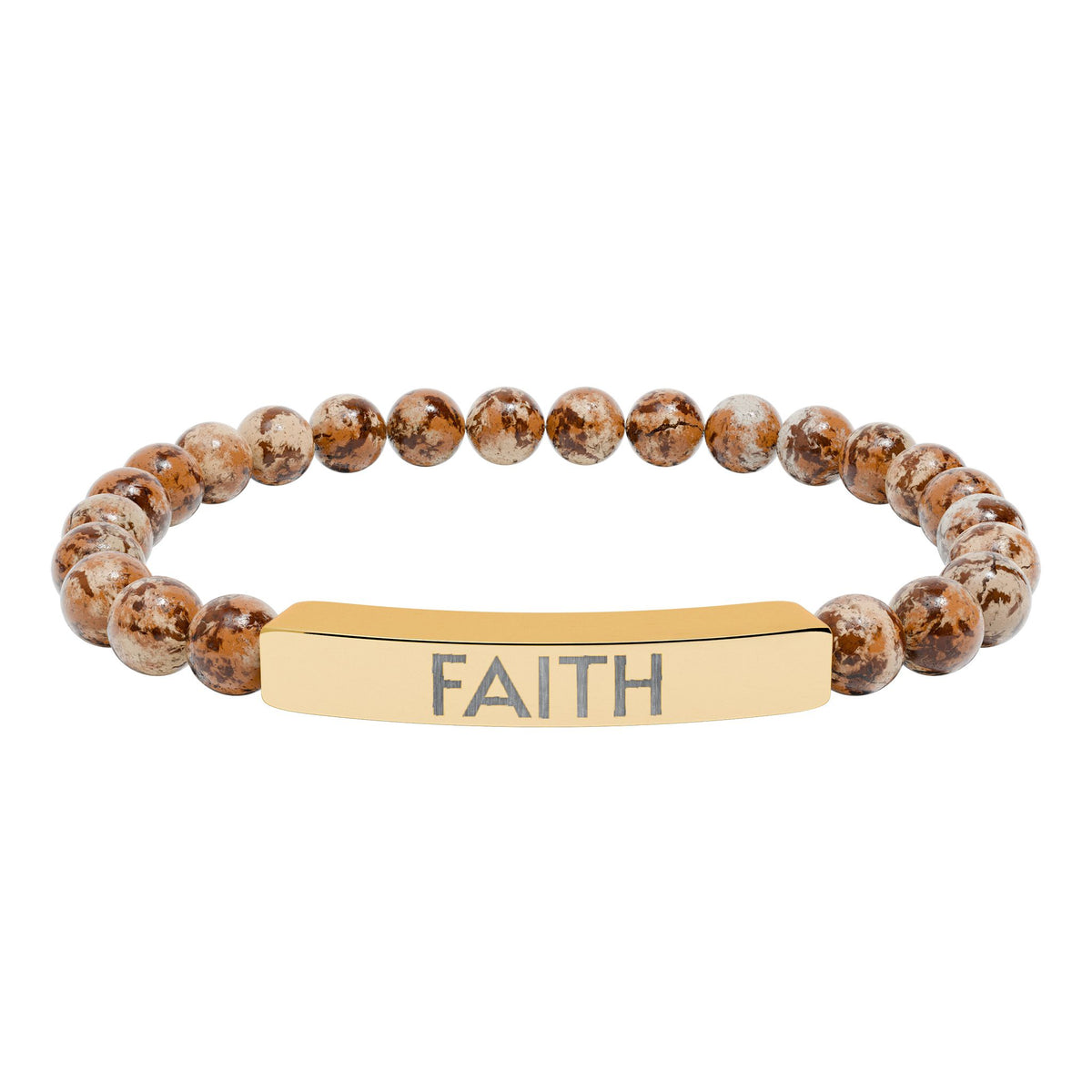 Faith Natural Stone Bracelet – Engraved Inspirational Jewelry