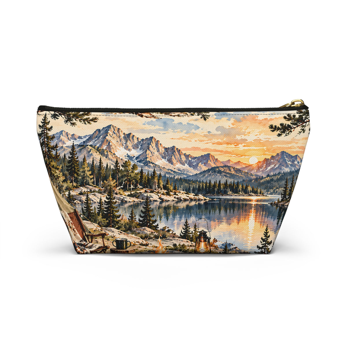 Mountain Camping Pouch – Vintage Outdoor Adventure Print