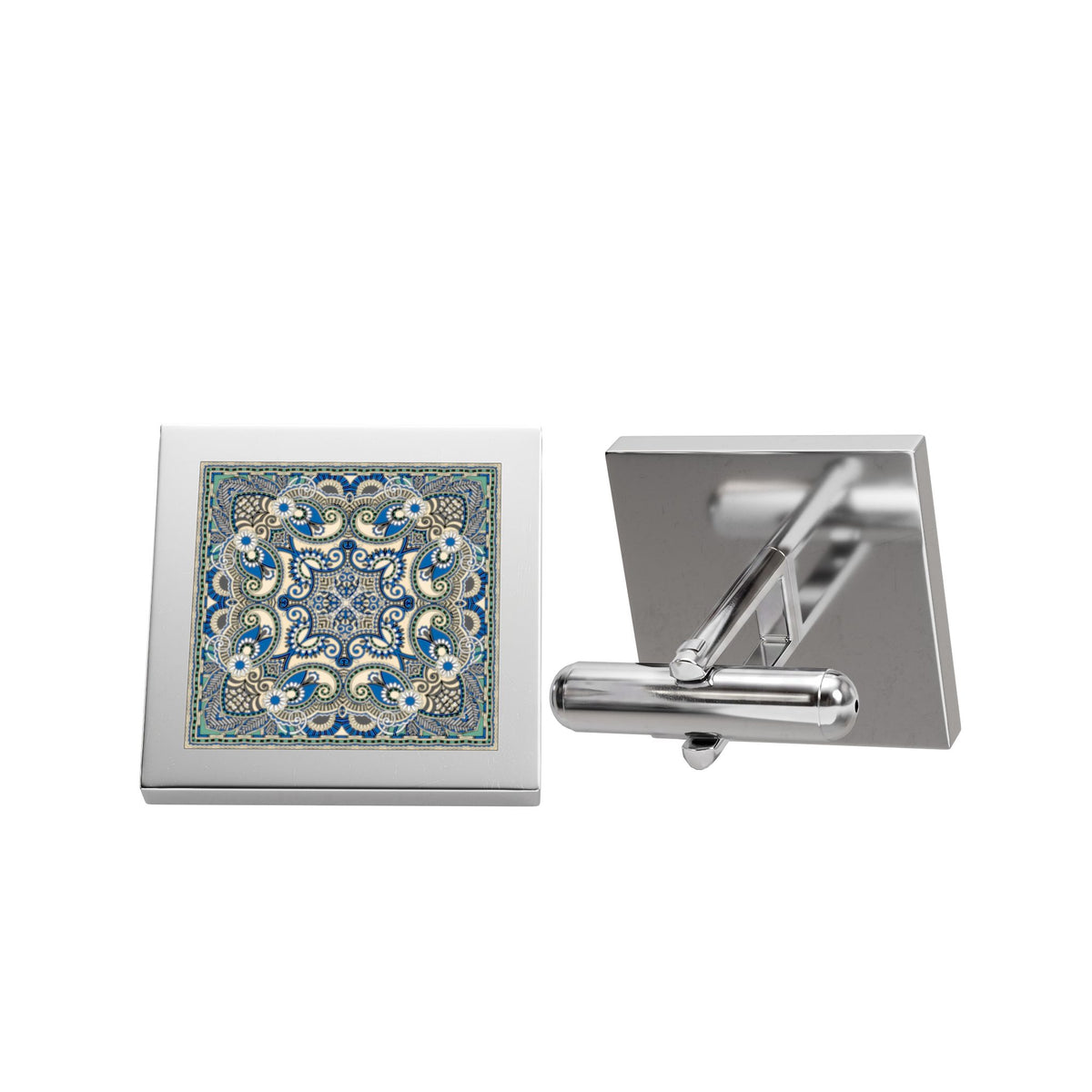 Blue Paisley Cufflinks – Elegant Pattern Cufflinks for Men