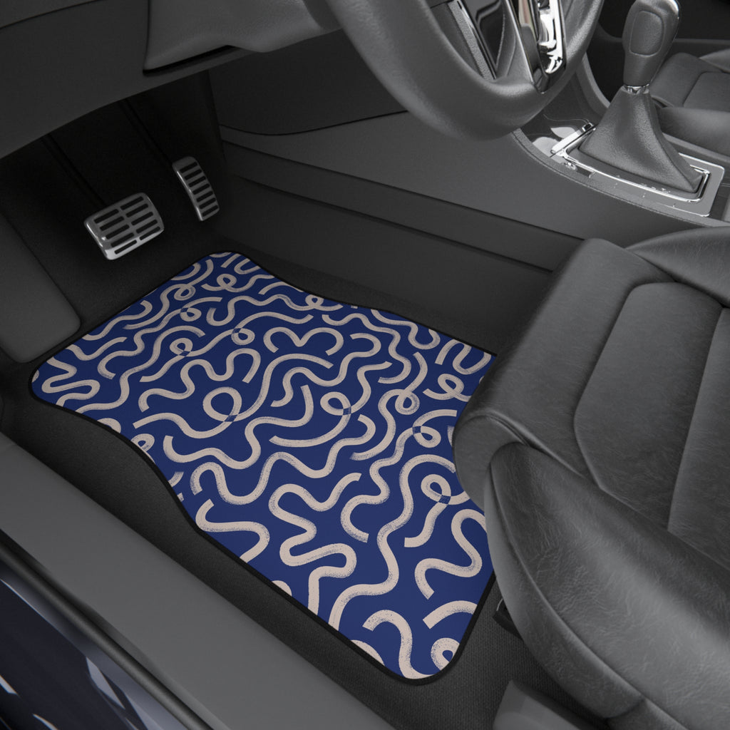 Blue Abstract Pattern Car Floor Mats – 4-Piece Set