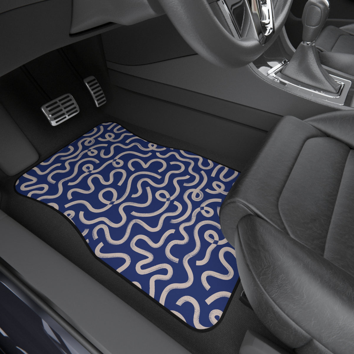 Blue Abstract Pattern Car Floor Mats – 4-Piece Set