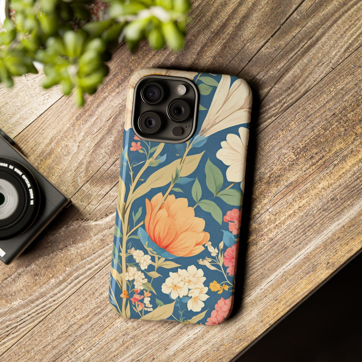 Vintage Botanical Floral Phone Case – Blue Tough Case