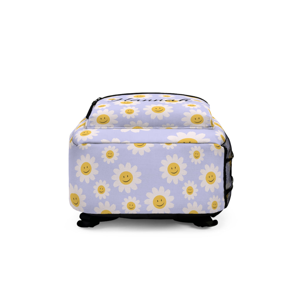 Personalized Daisy Backpack with Name – Cute Smiley Flower Backpack