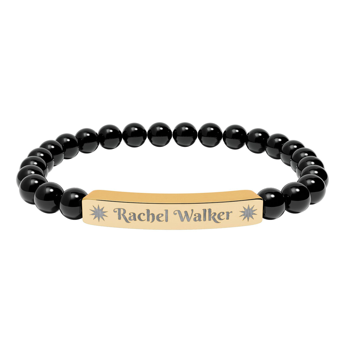 Personalized Natural Stone Bracelet – Custom Name & Sun