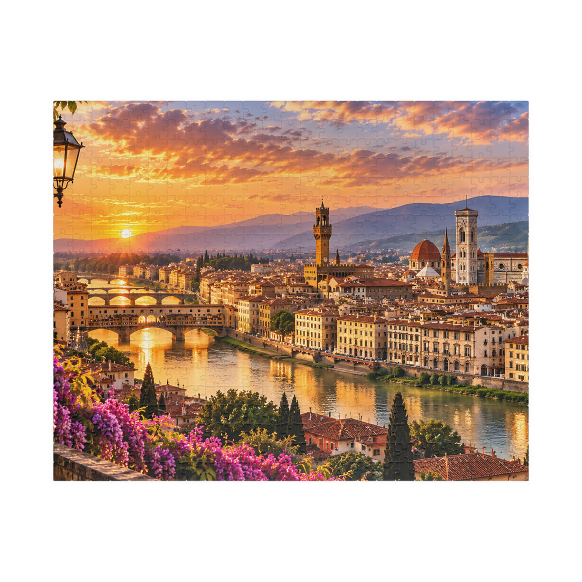 Florence Italy Puzzle – Tuscany Sunset Jigsaw Puzzle — Scenic Italy Travel Puzzle (110/252/520/1014 pcs)